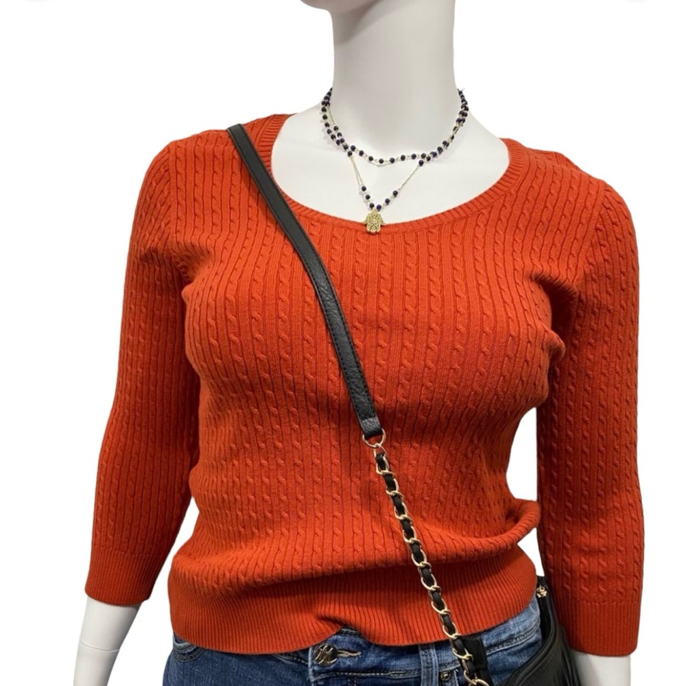 PRIYA Lightweight Maple Leaf Sweater Size Large Autumn Sweater Cableknit